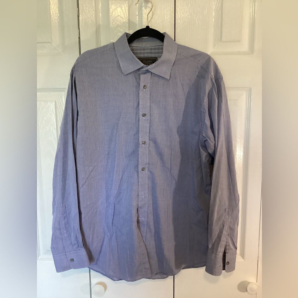 JoS. A. Bank Reserve - Men’s Blue Plain Long Sleeve Dress Shirt - L